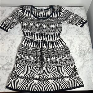 Freshman 1996 Black and White Abstract Pattern 3/4 Sleeve Girl’s Dress Size S